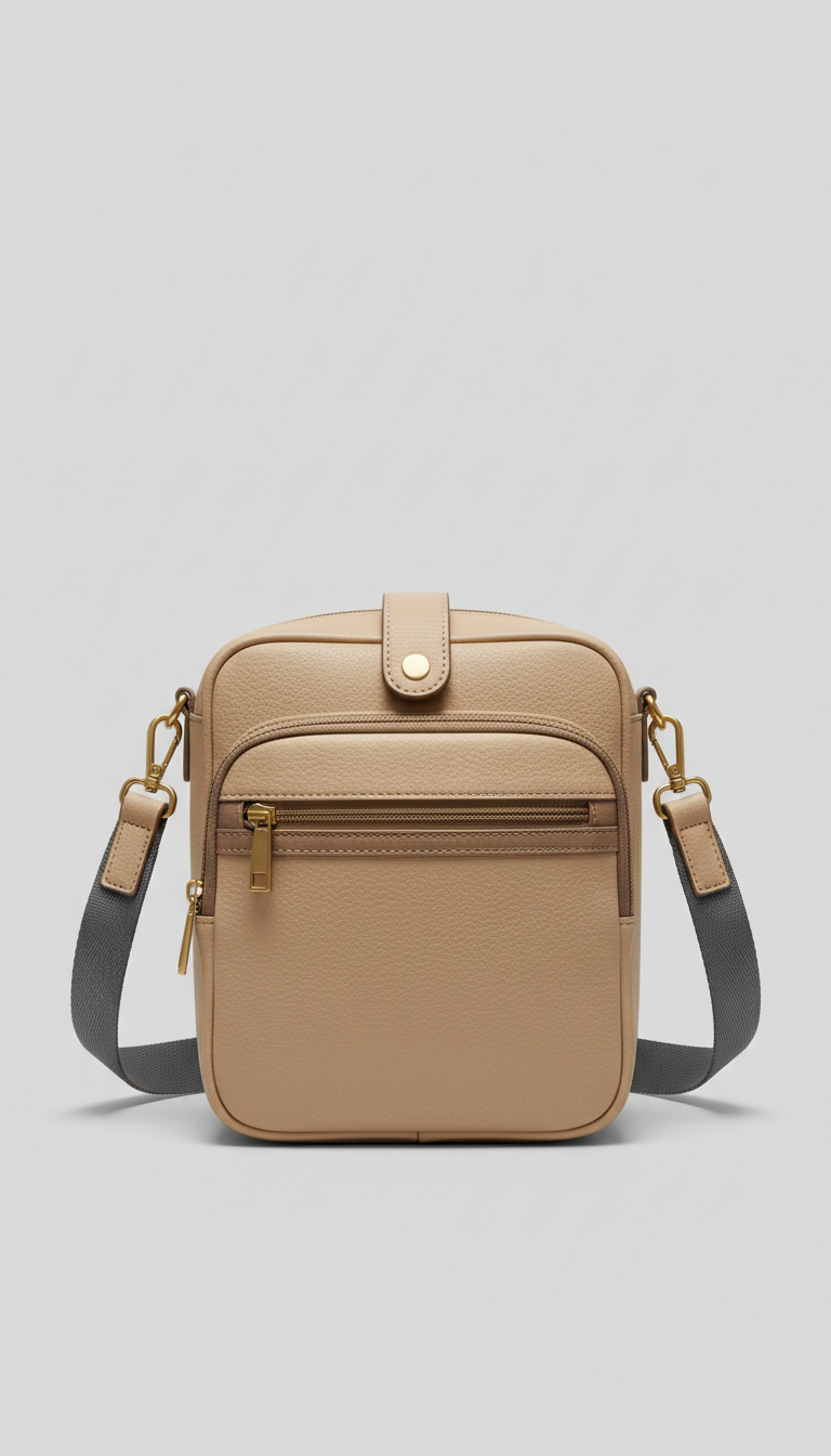 Champagne Beige leather crossbody bag